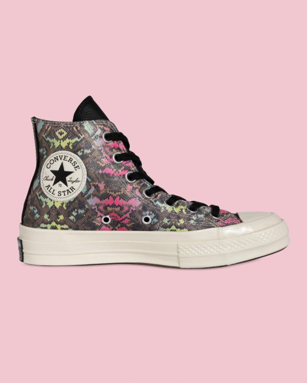 Converse Chuck 70 Satin Snake Print Sort Sko Danmark - Converse Høje Sneakers Dame - 67419OHRB